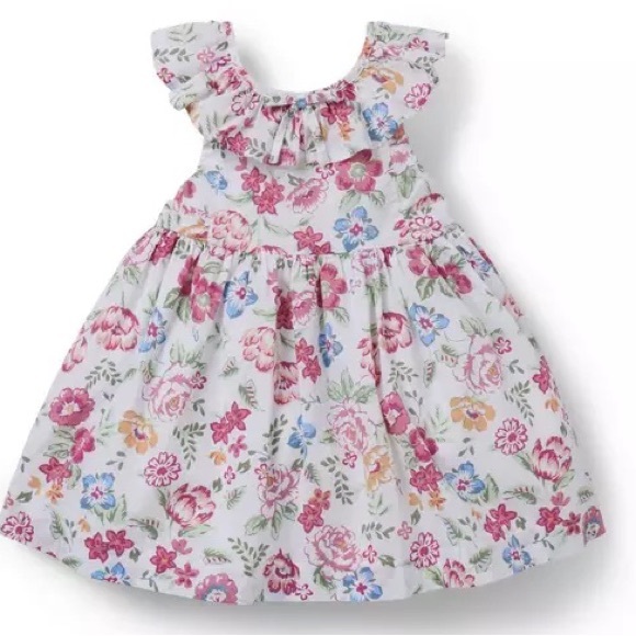 NWT Janie and Jack Pink & White Baby Floral Dress 18-24M - Picture 2 of 12